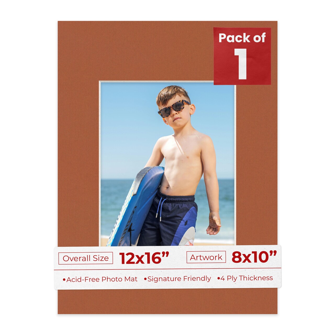 Terra-cotta Red Mat Board for 12x16 Frames - Fits 8x10 Photos